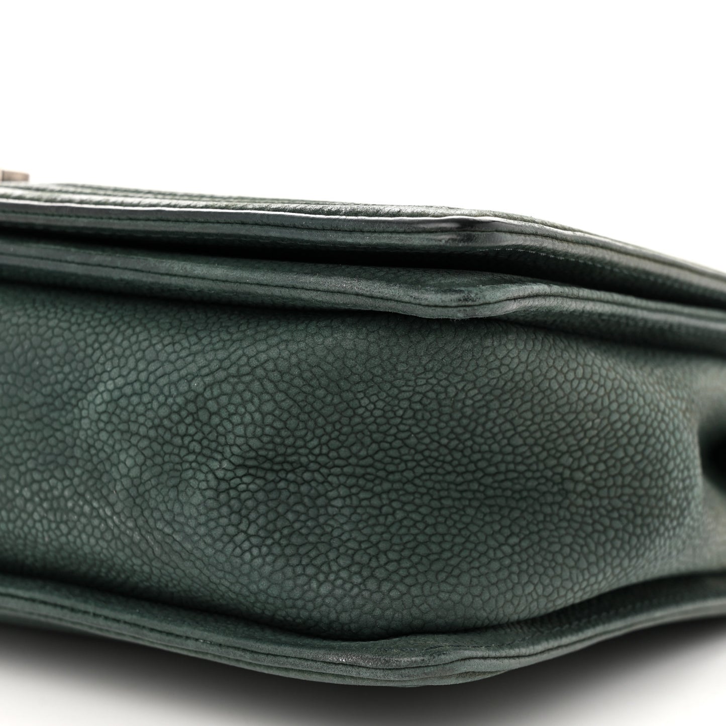 Iridescent Caviar Quilted Large Boy Flap Dark Green