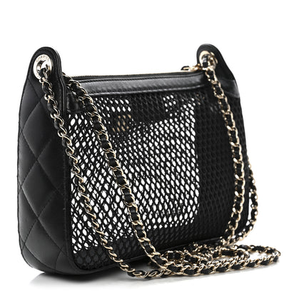 Chanel Mesh Shiny Lambskin Clutch With Chain Black 4 of 11