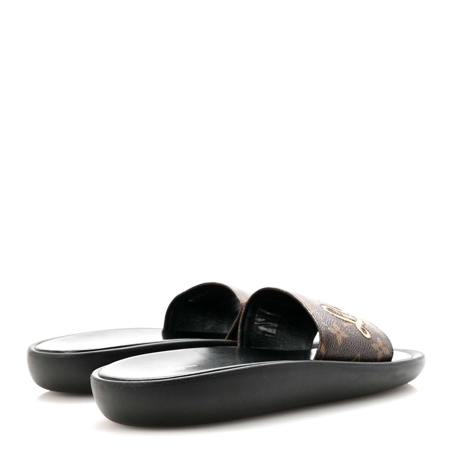 Metallic Calfskin Monogram Logo Sunbath Slide Sandals 40