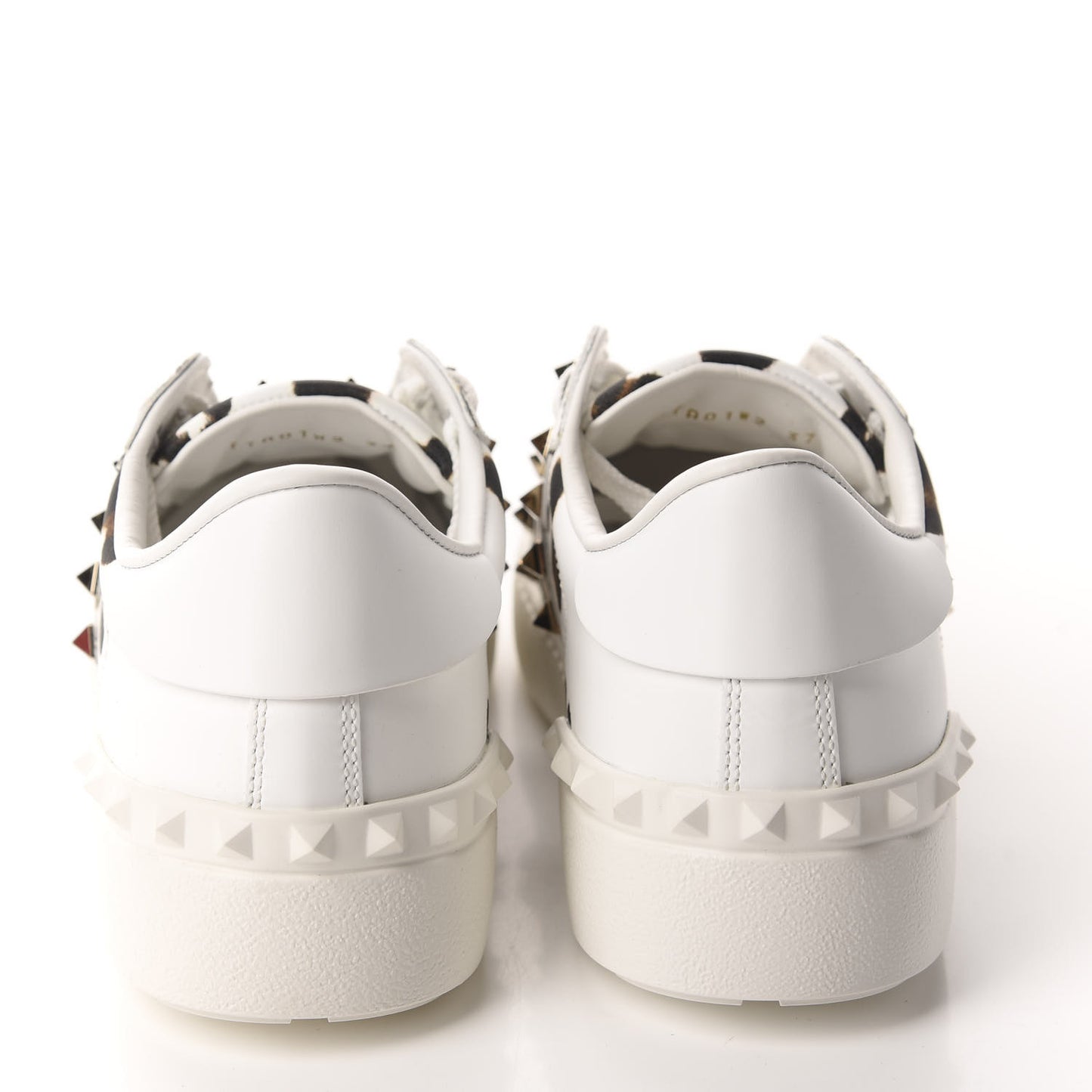 Calfskin Leopard Print Rockstud Untitled Open Sneakers 37.5 White