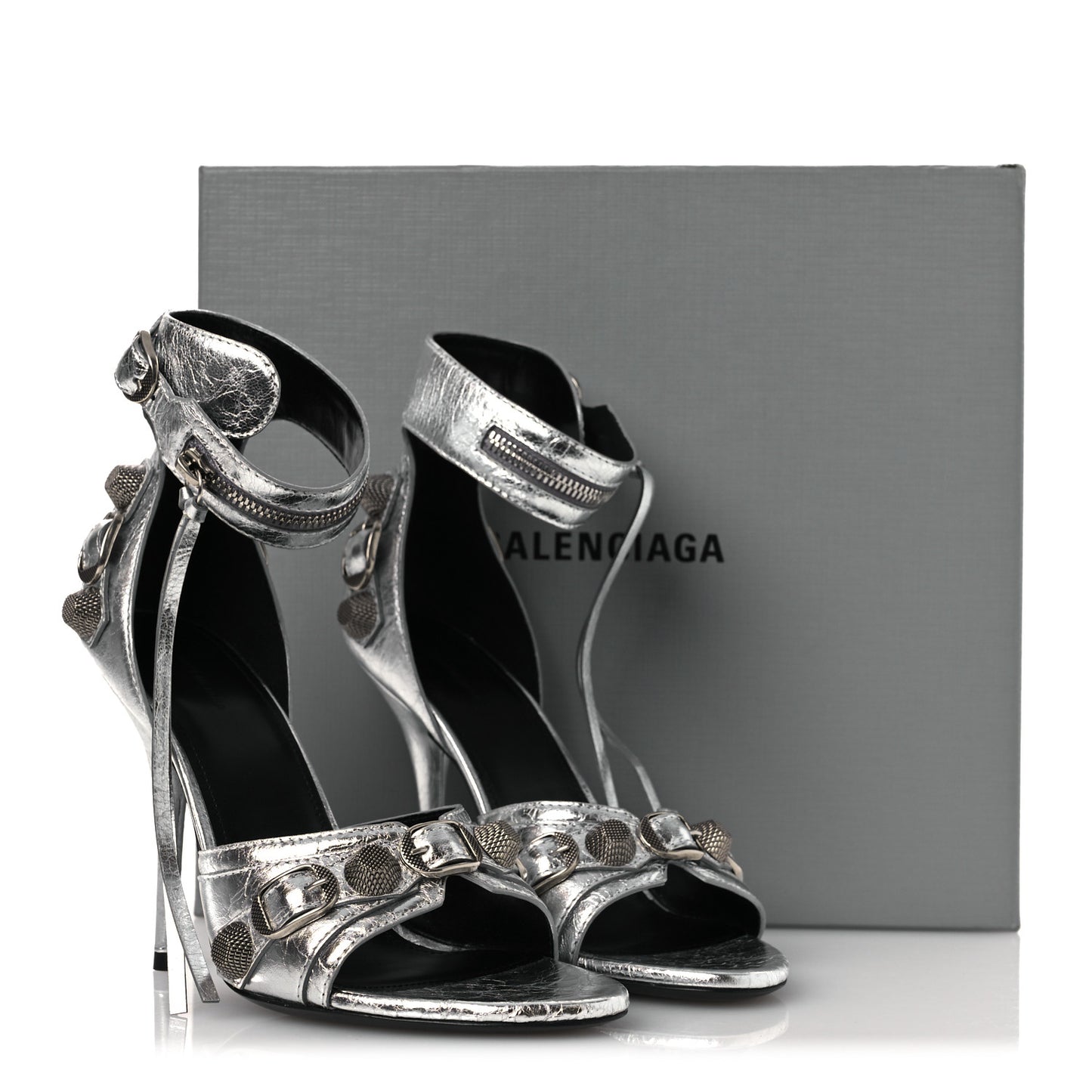 Metallic Agneau Arena Cagole 110mm Sandals 38 Silver 38 Silver