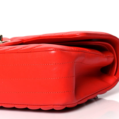 Chanel Lambskin Chevron Quilted Medium Double Flap Red 10 of 15