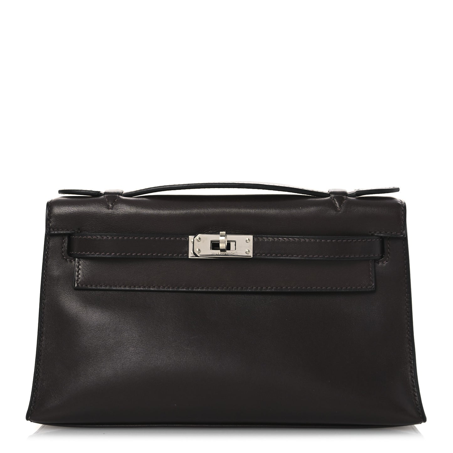 Tadelakt Kelly Pochette Clutch Chocolate