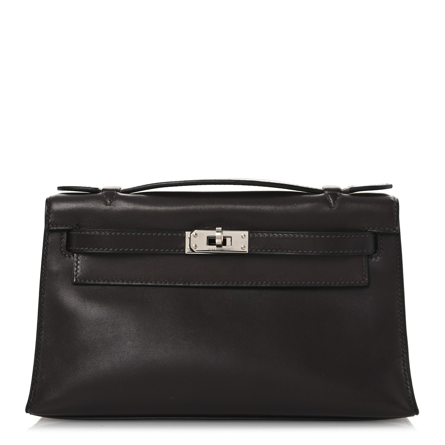 Hermes Tadelakt Kelly Pochette Clutch Chocolate 1 of 13