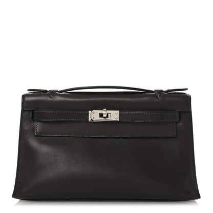 Hermes Tadelakt Kelly Pochette Clutch Chocolate 1 of 13