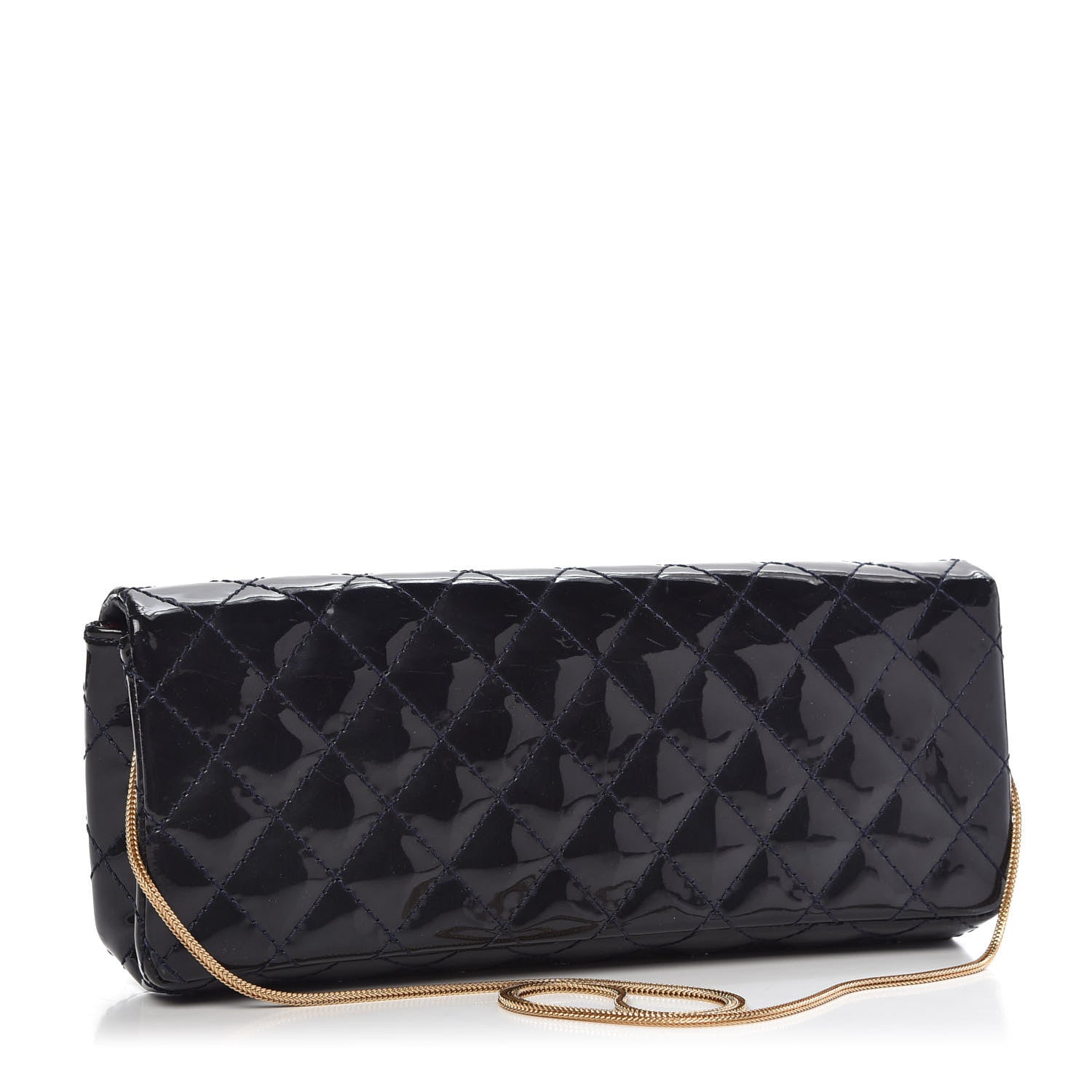 Chanel Patent Quilted 2.55 Reissue East West Clutch Navy Blue 3 of 10