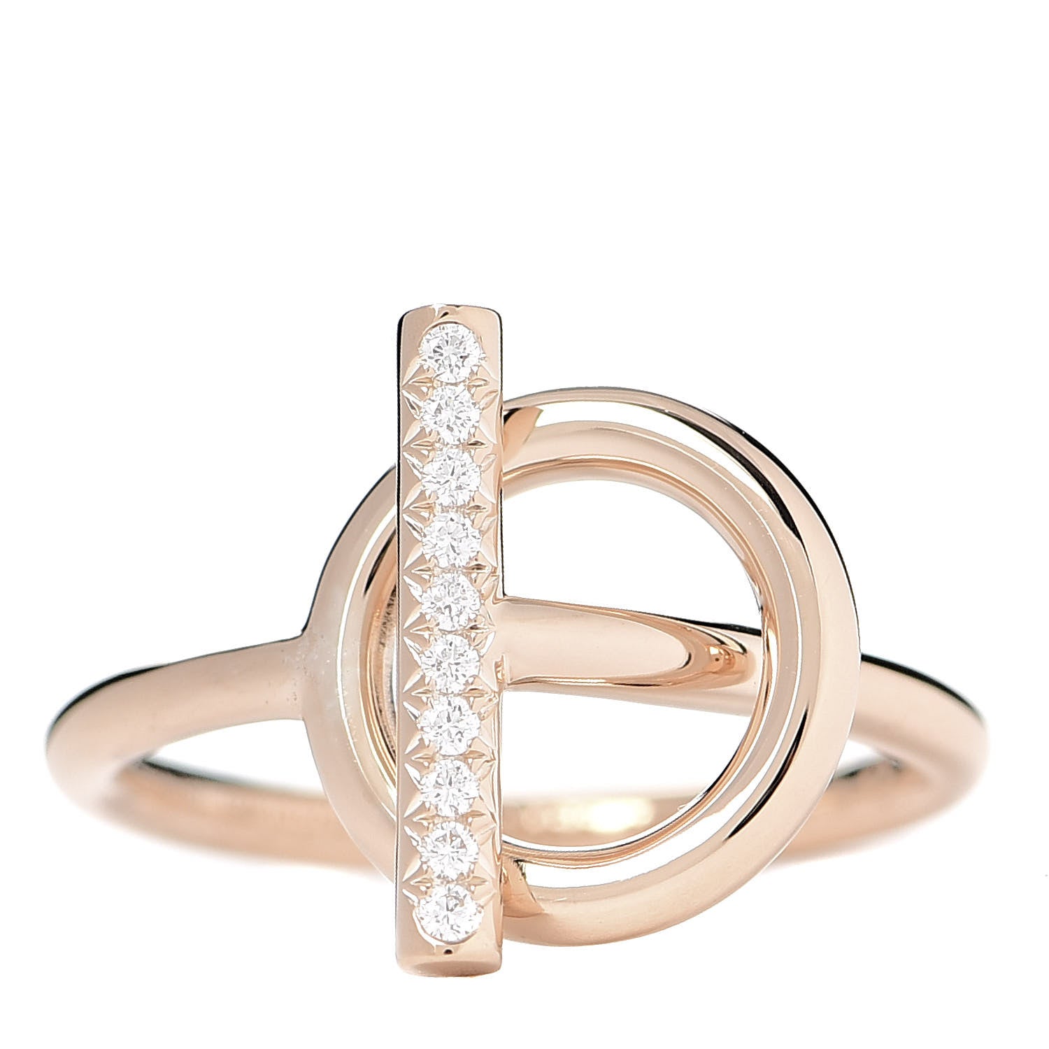 Hermes 18K Rose Gold Diamond PM Echappee Ring 52 6 1 of 6