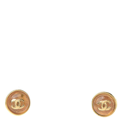 Chanel Resin CC Stud Earrings Gold 1 of 4