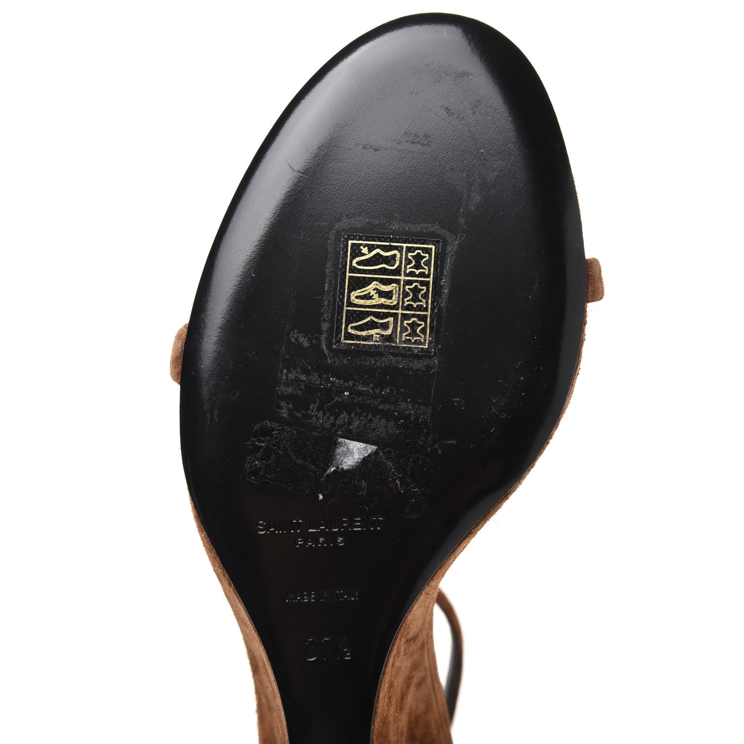 Saint Laurent Suede Lila Wedge Sandals 37.5 Brown 8 of 12