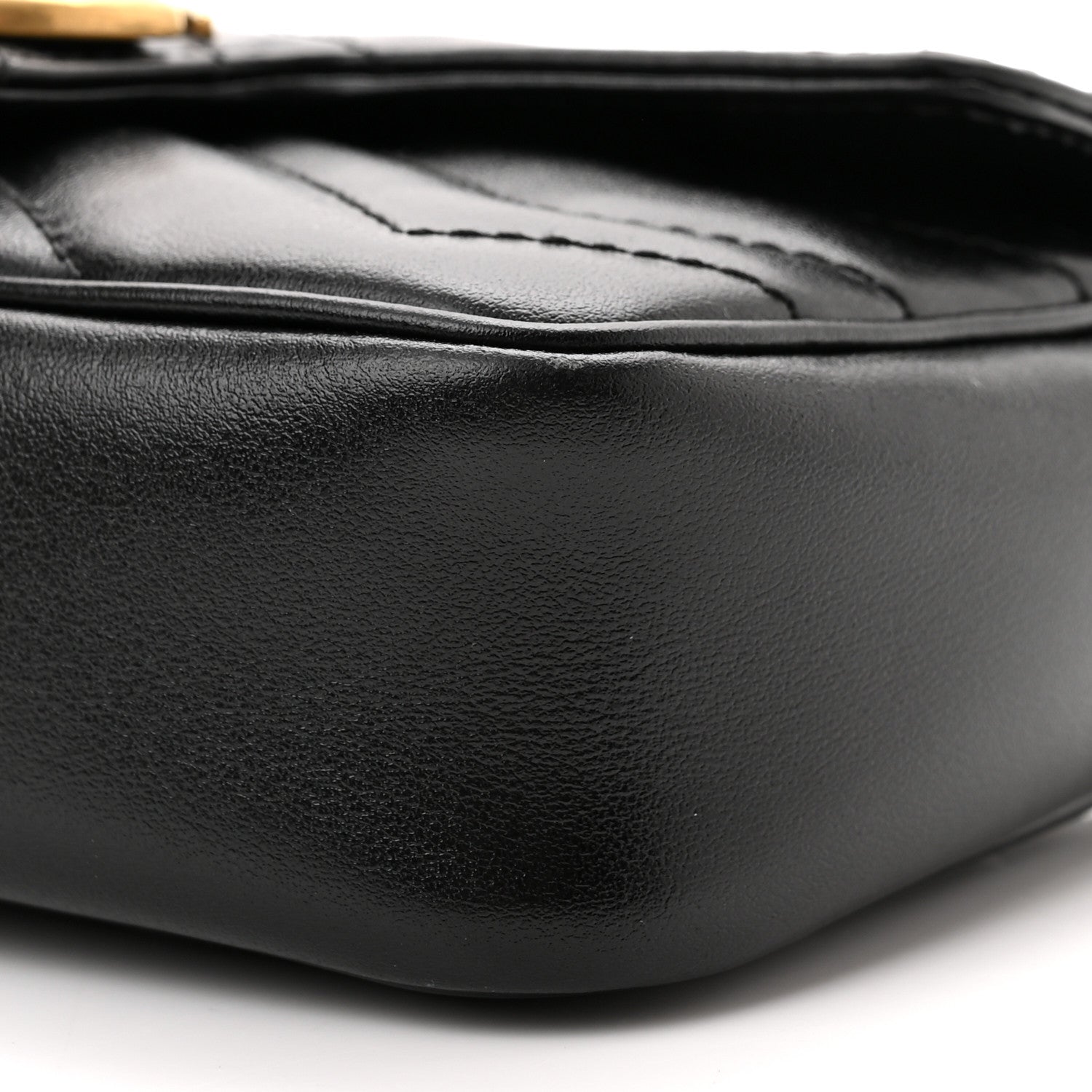 Gucci Calfskin Matelasse Super Mini GG Marmont Shoulder Bag Black 10 of 11