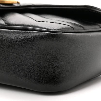 Gucci Calfskin Matelasse Super Mini GG Marmont Shoulder Bag Black 10 of 11