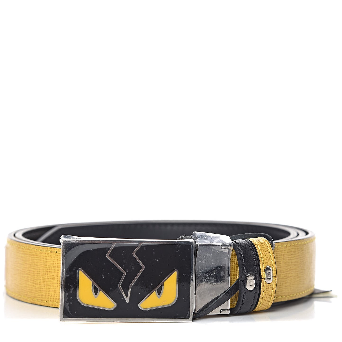 Vitello Havana Elite Monster Eyes Buckle Reversible Belt Yellow Black