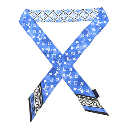 Louis Vuitton Silk Monogram Flower Tile BB Bandeau Blue 1 of 3