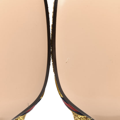 Gucci Glitter Nappa Web Peyton 75mm Loafer Pumps 37.5 Oro Vecchio 8 of 9