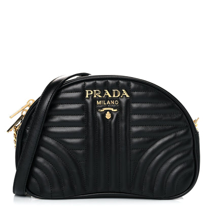 Prada Soft Calfskin Impunture Diagramme Dome Crossbody Bag Black 1 of 10