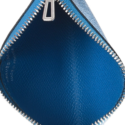 Hermes Epsom Passant Compact Wallet Zipped Coin Purse Bleu Zanzibar 5 of 7