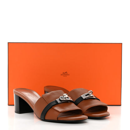 Hermes Calfskin Gigi 50 Sandals 38.5 Gold Black 9 of 9