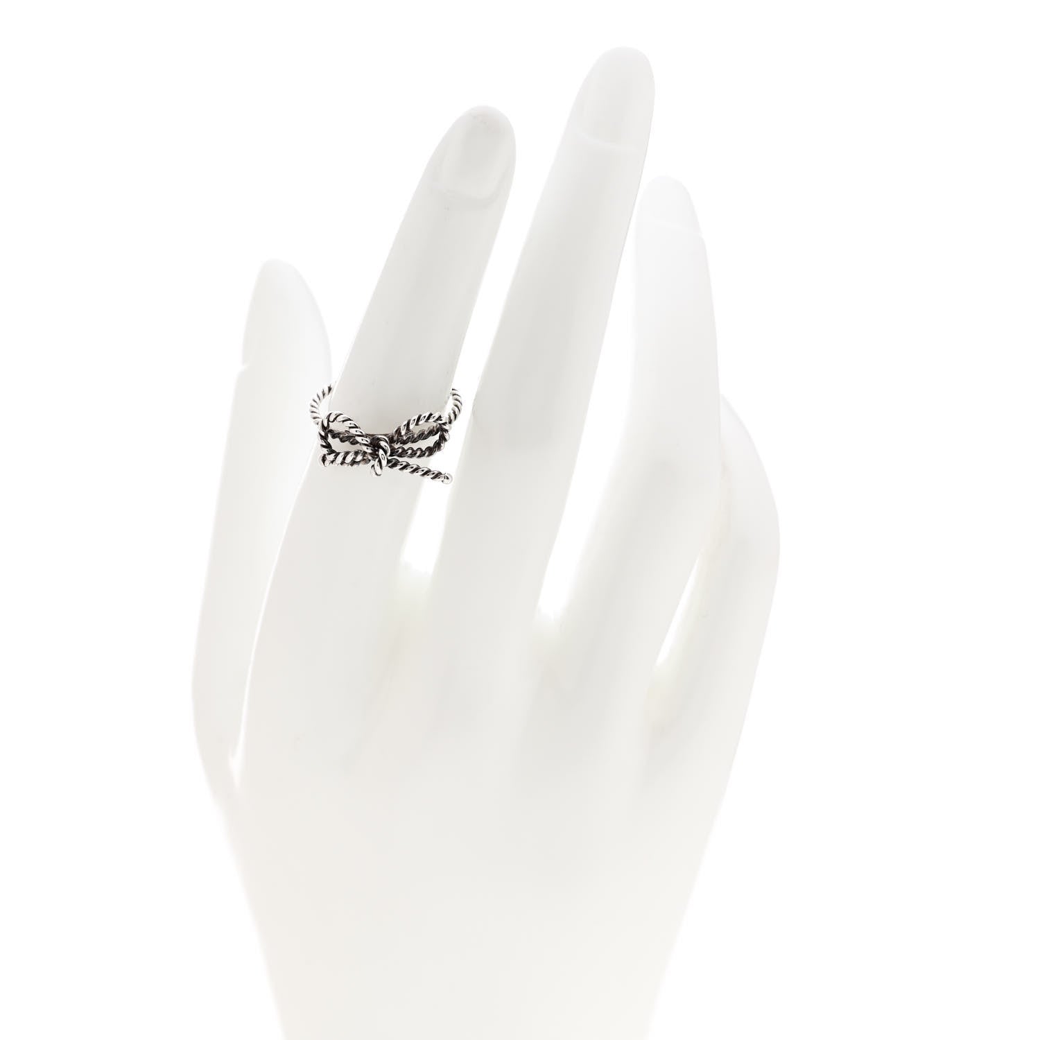 Tiffany Sterling Silver Textured Twist Bow Ring 52 6 2 of 4