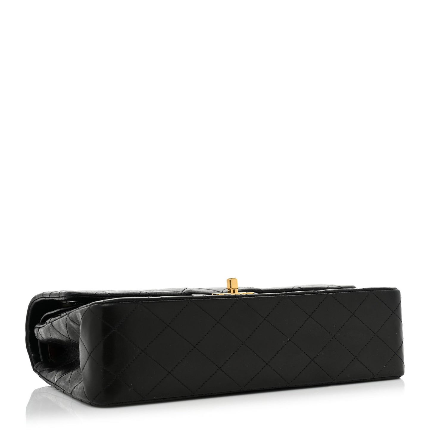 Lambskin Quilted Medium Double Flap Black