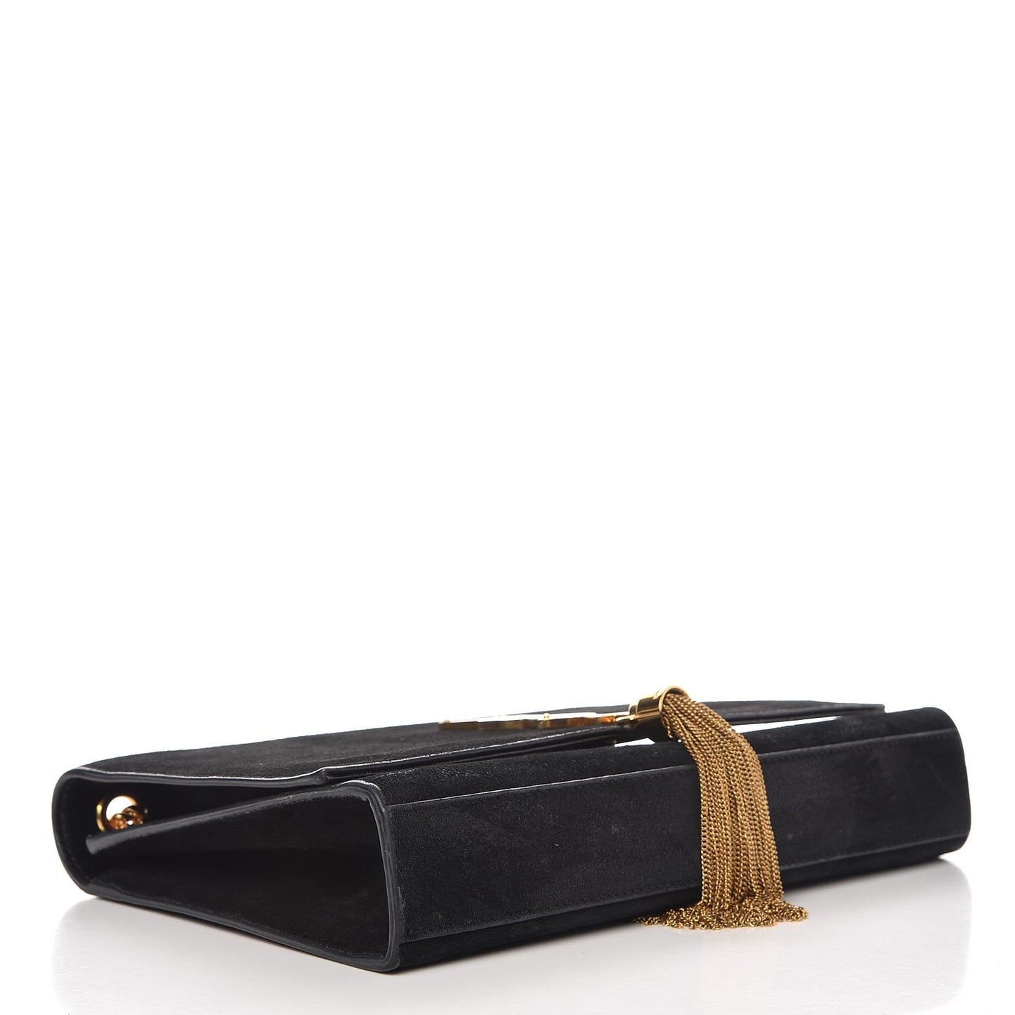 Suede Medium Classic Monogram Kate Tassel Satchel Black