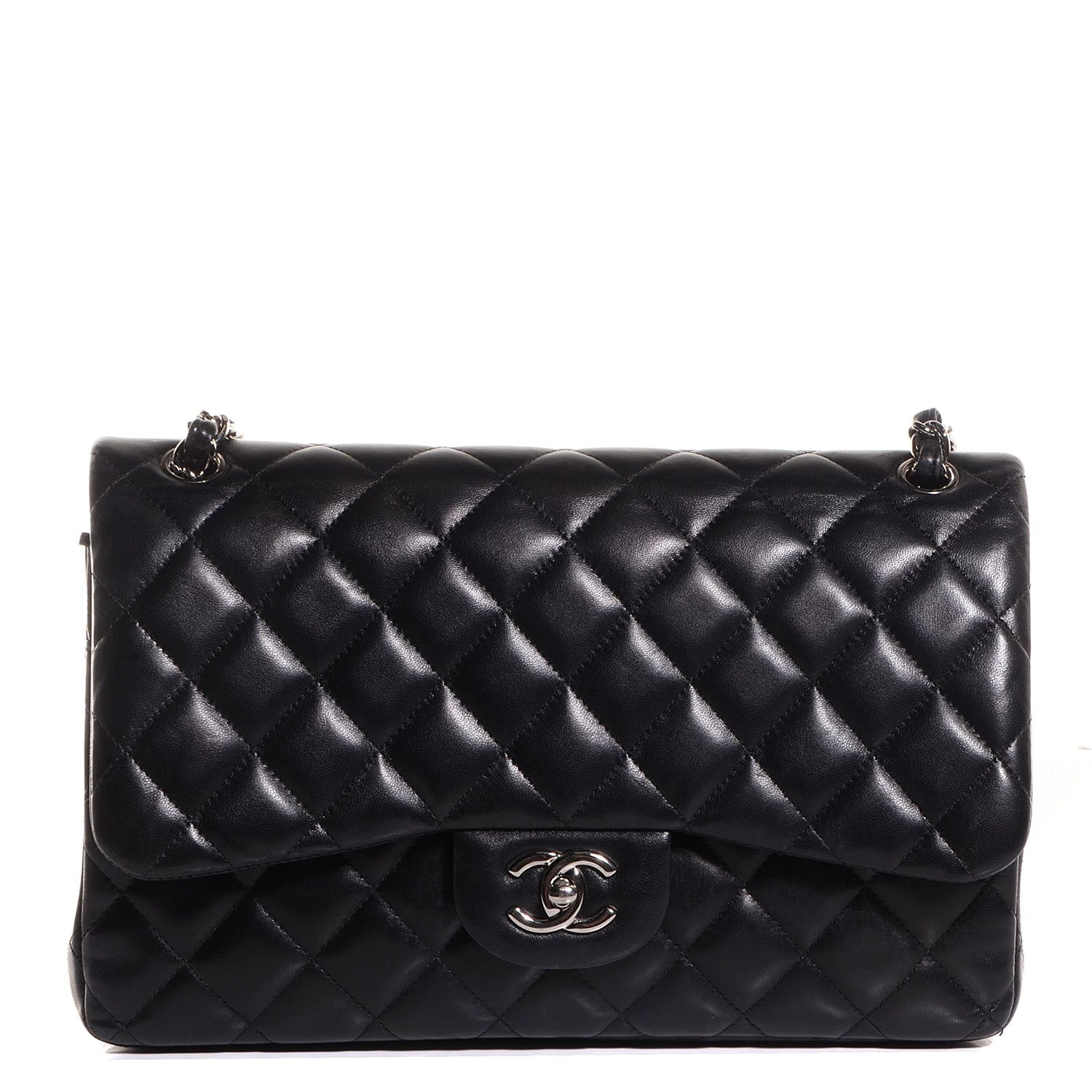 Chanel Lambskin Quilted Jumbo Double Flap Black 1 of 9