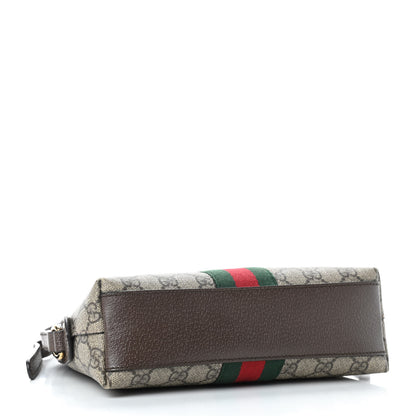 Gucci GG Supreme Monogram Textured Dollar Calfskin Web Small Ophidia Dome Shoulder Bag Beige Ebony New Acero 6 of 19