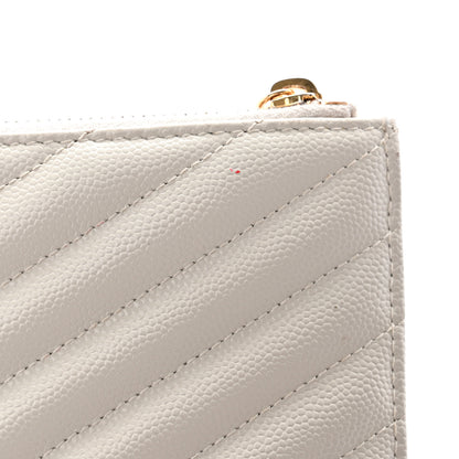 Saint Laurent Grain De Poudre Chevron Monogram Bill Pouch Crema Soft 8 of 12