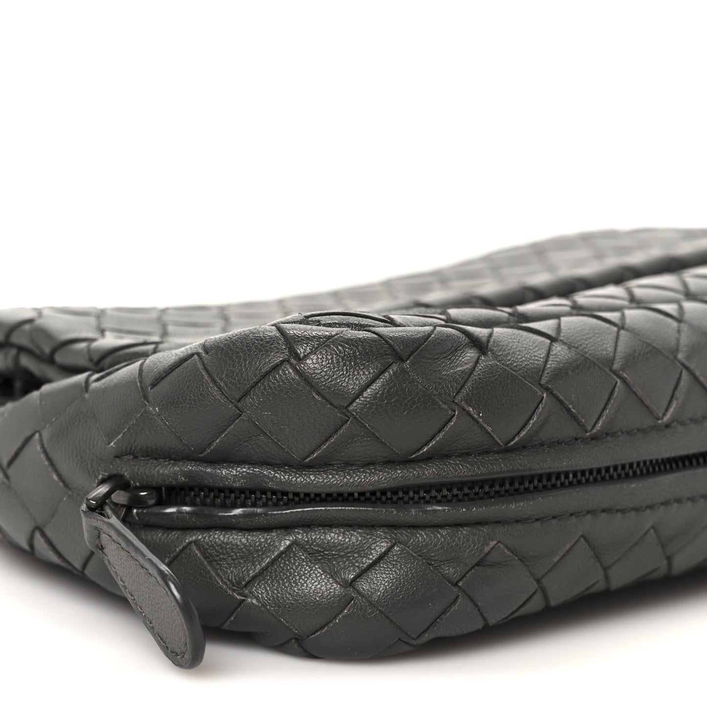 Nappa Intrecciato Small Chain Crossbody Light Grey