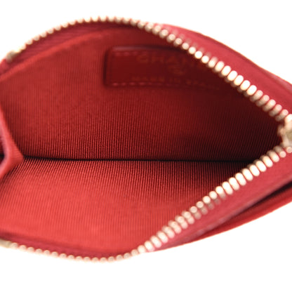 Chanel Caviar Quilted CC Zip Card Holder Red 4 of 7