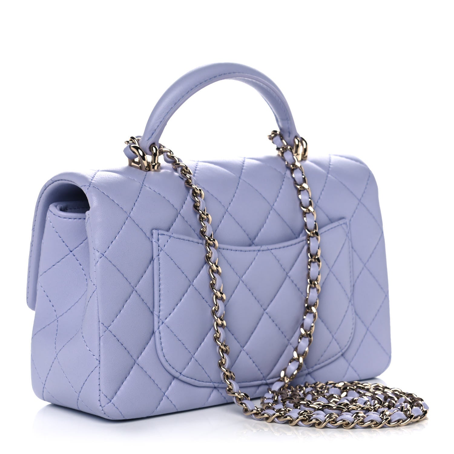 Chanel Lambskin Quilted Mini Top Handle Rectangular Flap Light Purple 3 of 11