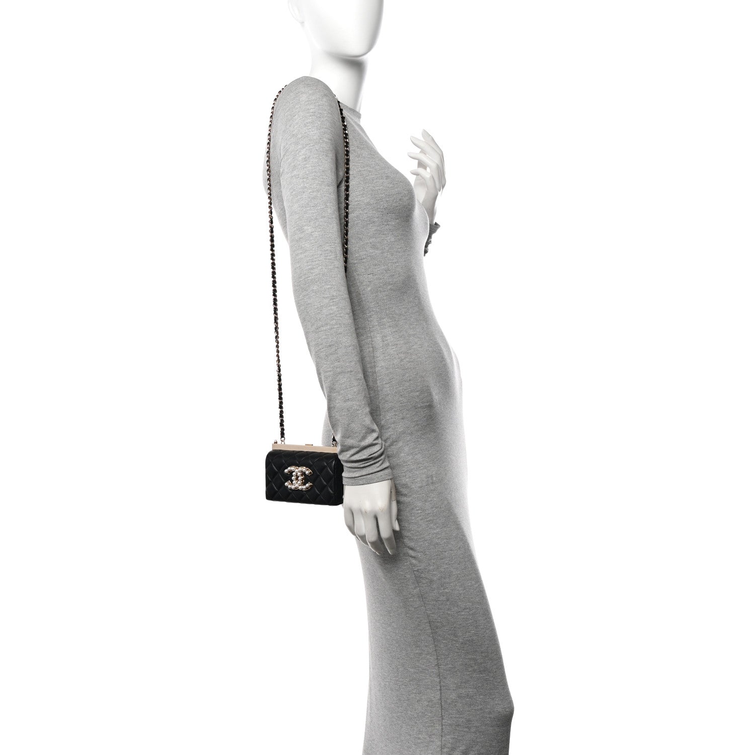 Chanel Lambskin Quilted Pearl CC Vanity Case Black 2 of 12