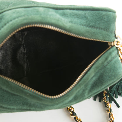 Chanel Suede Quilted CC Tassel Camera Case Dark Green 5 of 8