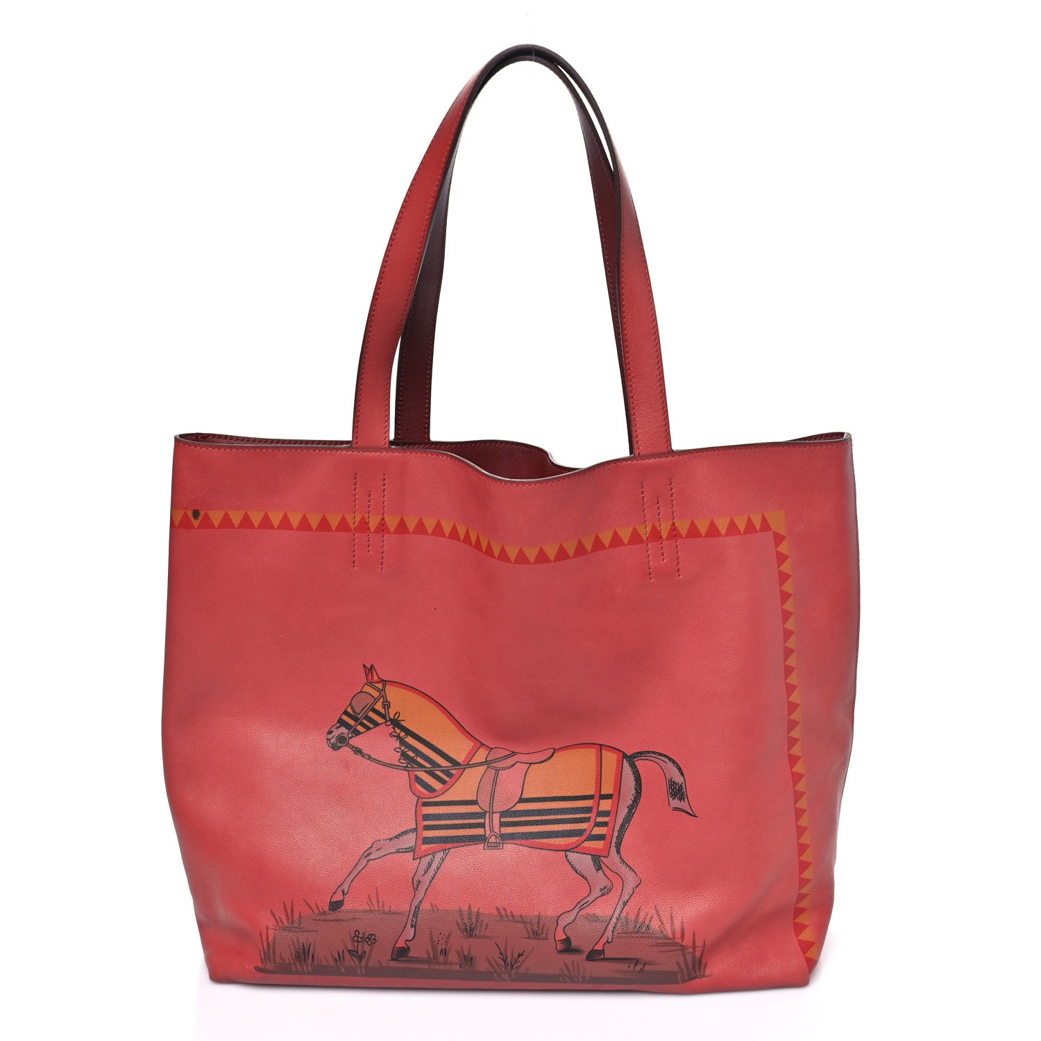 Hermes Veau Sikkim Horse Print Double Sens 36 Reversible Tote 1 of 15