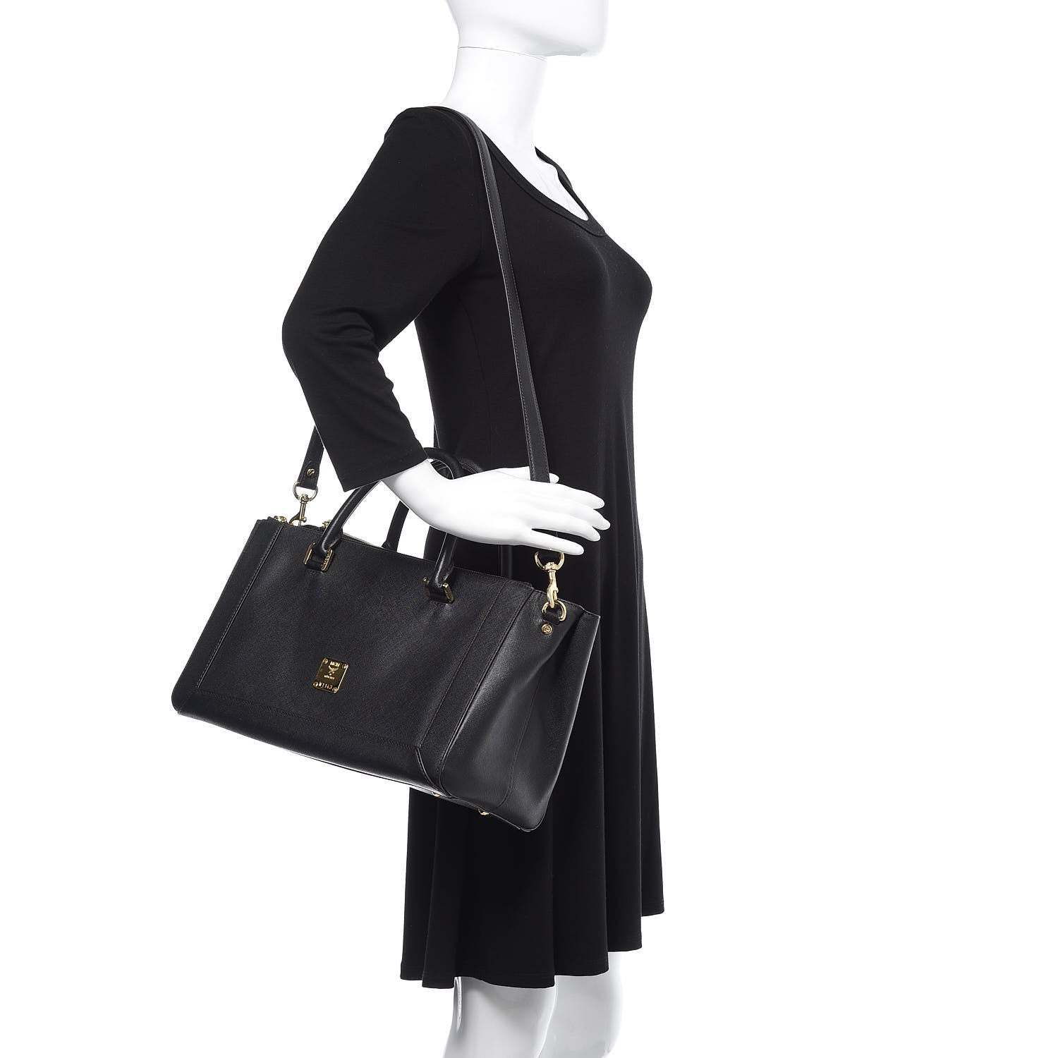 MCM Saffiano Nuovo Tote Black 2 of 14