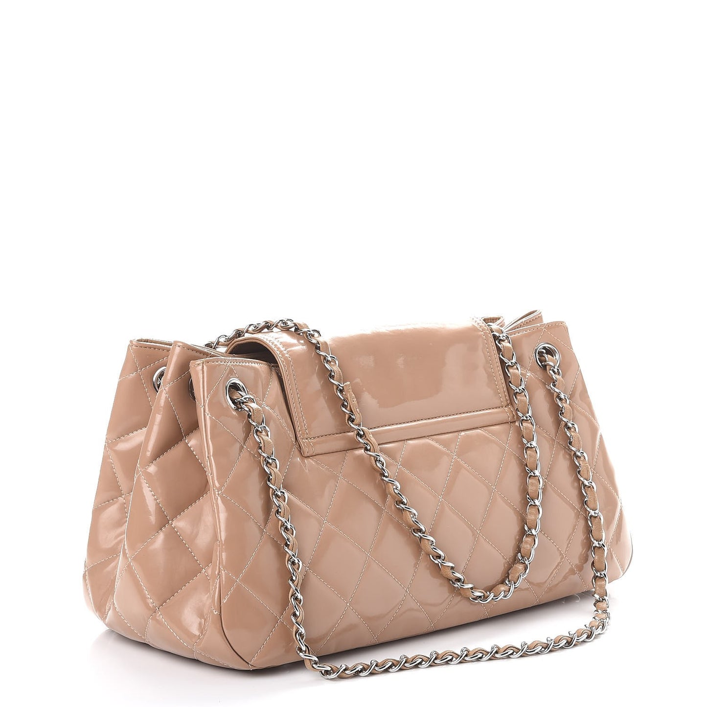 Patent Quilted Accordion Mademoiselle Flap Beige