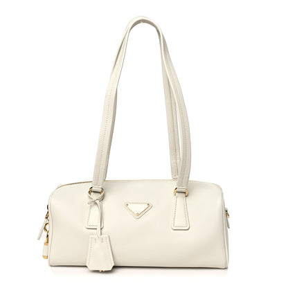 Prada Soft Grain Medium Top Handle Bag With Padlock Bianco 1 of 9