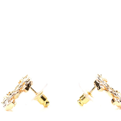 Chanel Metal Textured CC Earrings Gold 3 of 5