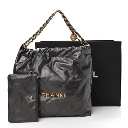 Chanel Metallic Calfskin Quilted Small Chanel 22 Ruthenium 12 of 12