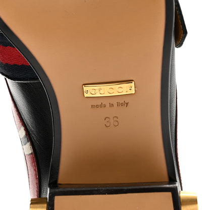 Gucci Malaga Kid Web Kingsnake GG Peyton Loafer Pumps 36 Black 7 of 10
