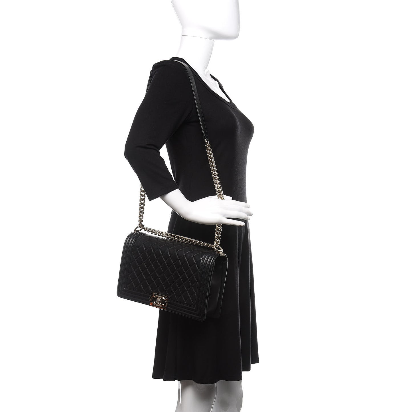 Lambskin Quilted New Medium Boy Flap Black