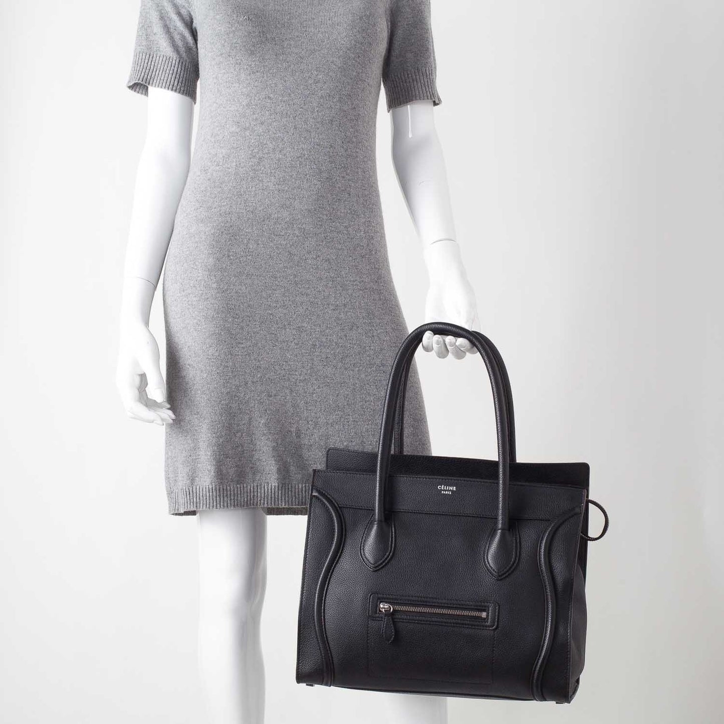 Drummed Leather Shoulder Luggage Black