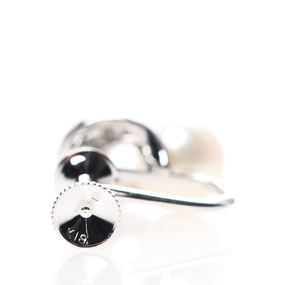 Mikimoto 18K White Gold Diamond Pearl 7mm Screw Back Earrings 4 of 4