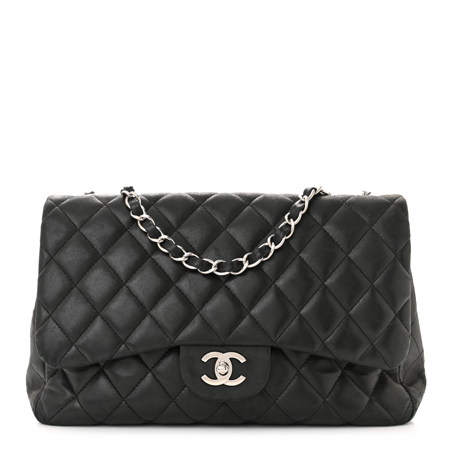 Chanel Lambskin Quilted Jumbo Single Flap Black 1 of 15