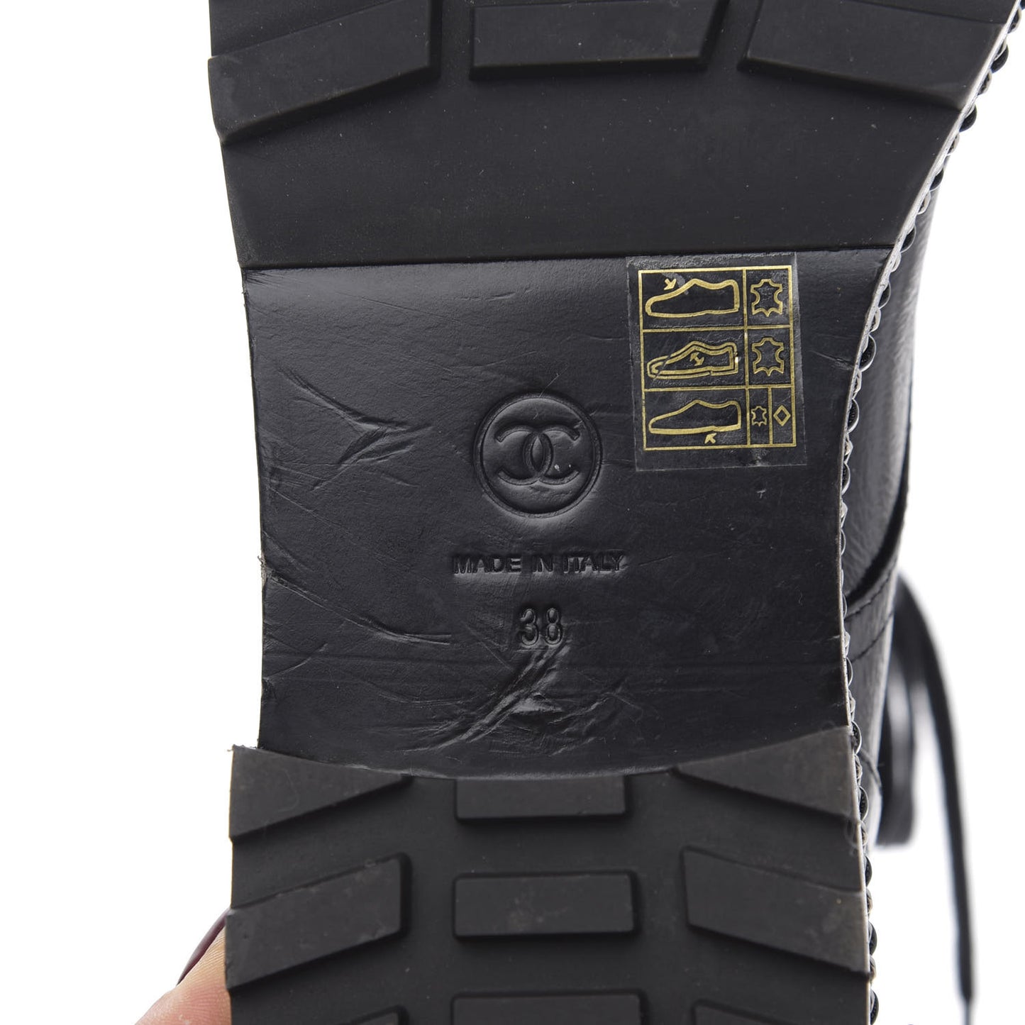 Crackled Calfskin Velvet Pearl Combat Short Boots 38 Black