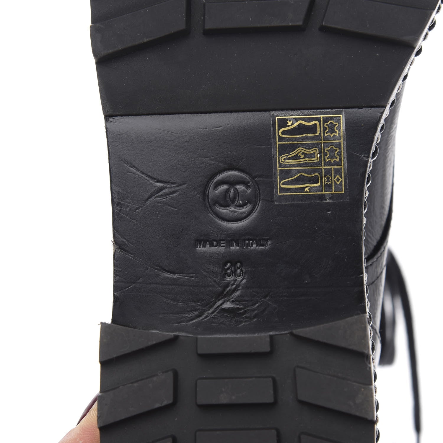 Chanel Crackled Calfskin Velvet Pearl Combat Short Boots 38 Black 7 of 7