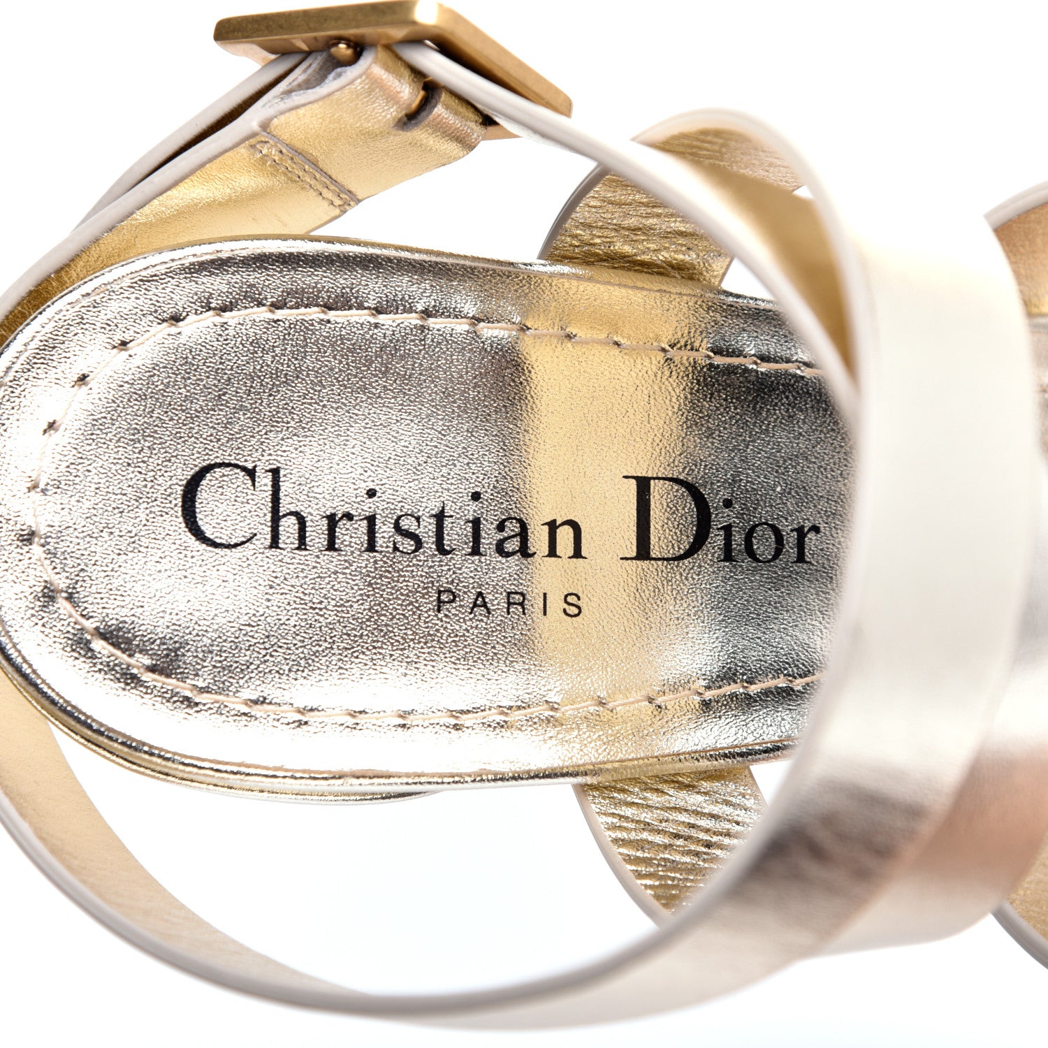 Christian Dior Laminated Calfskin Double D 70mm Sandals 40 Pale Gold 7 of 10