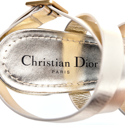 Christian Dior Laminated Calfskin Double D 70mm Sandals 40 Pale Gold 7 of 10