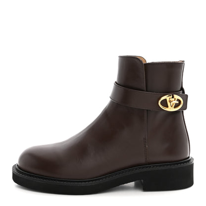 Valentino Garavani Calfskin VLogo Locker 40mm Ankle Boots 36.5 Brown 1 of 12