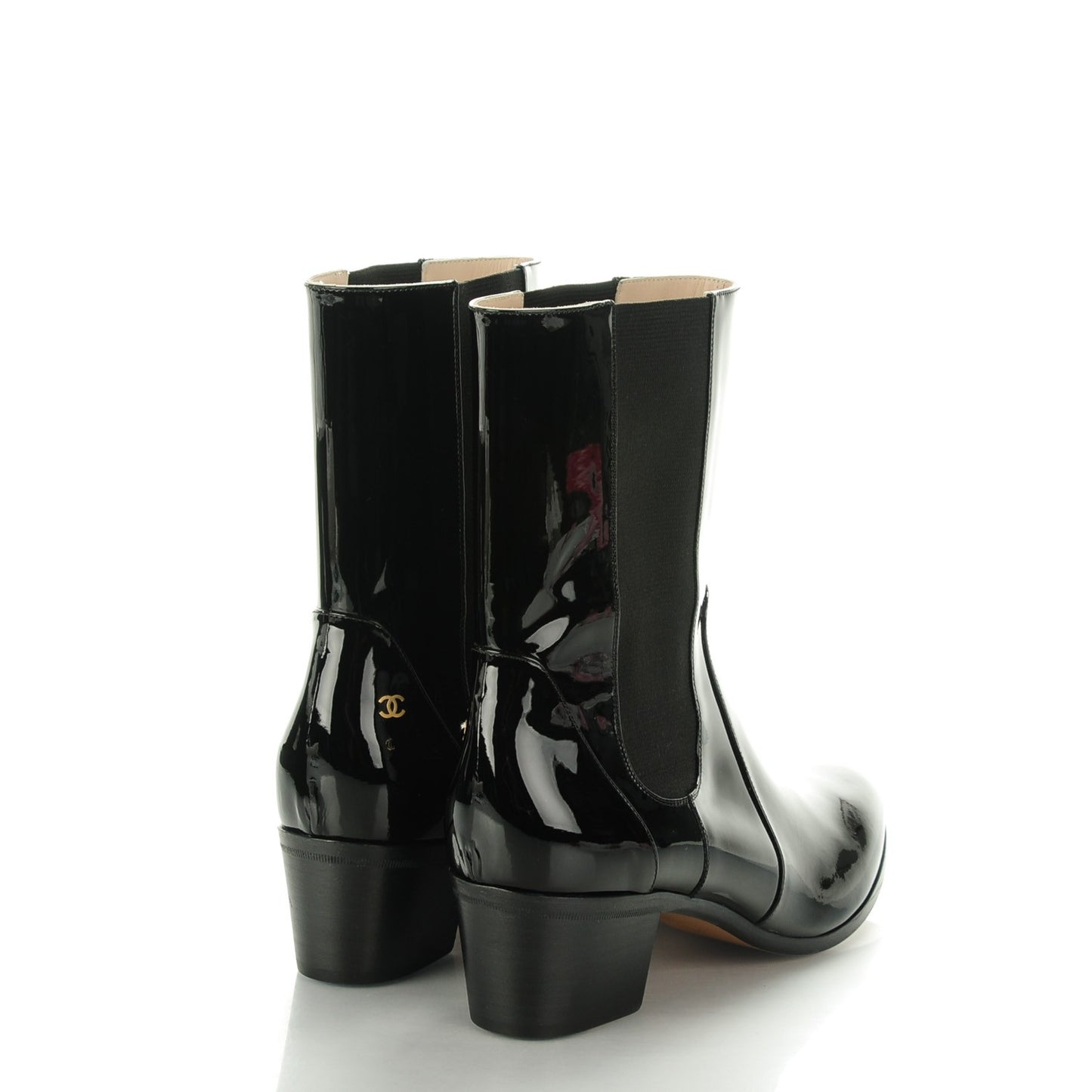 Patent Calfskin Heeled Boots 41.5 Black