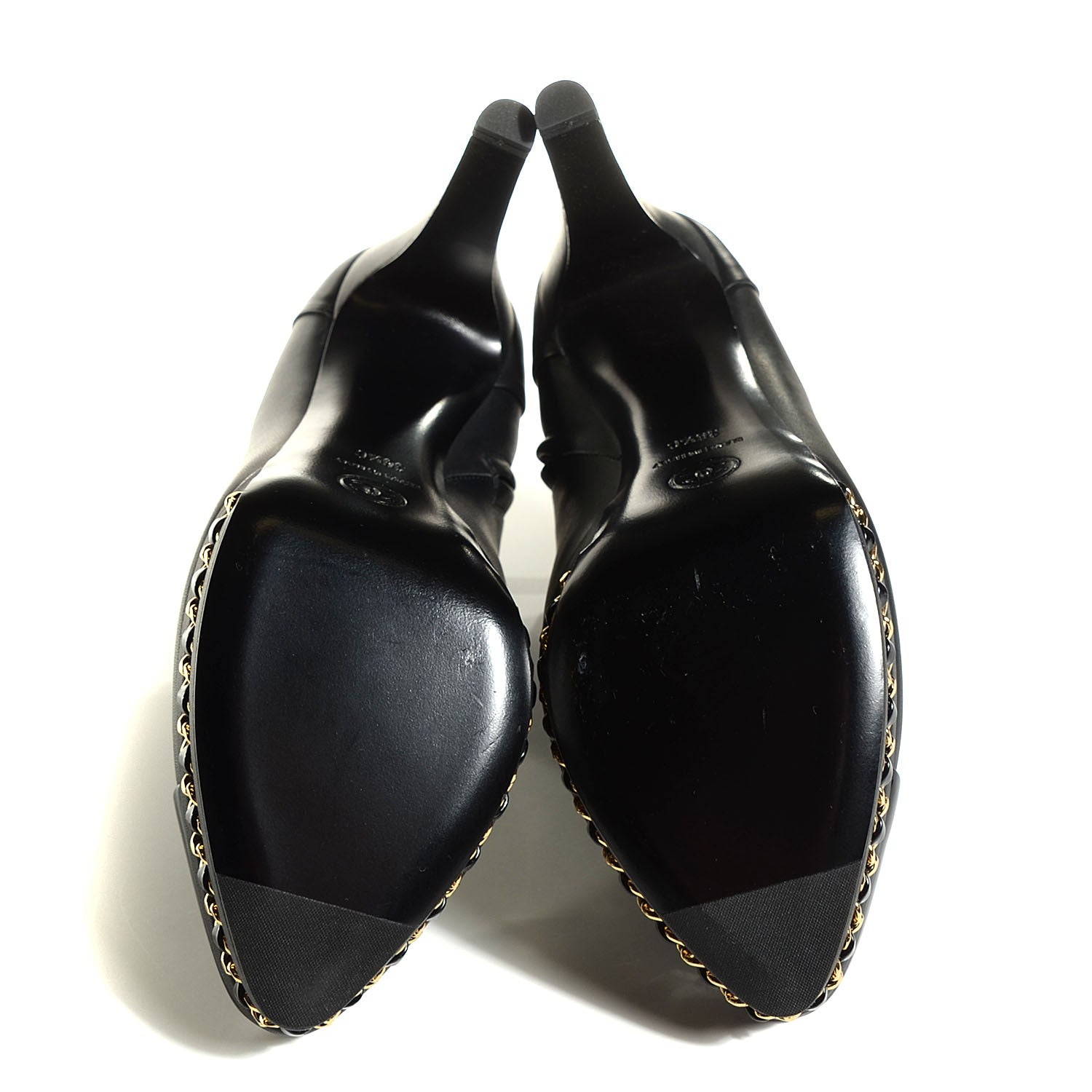 Chanel Lambskin Platform Chain Ankle Boots 36.5 Black 5 of 8